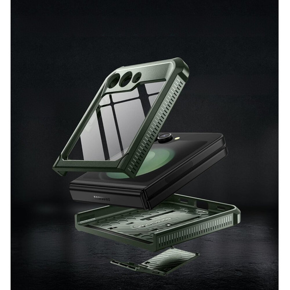 Броньований чохол для Samsung Galaxy Z Flip 5 5G, Dexnor Clip Holder, зелений