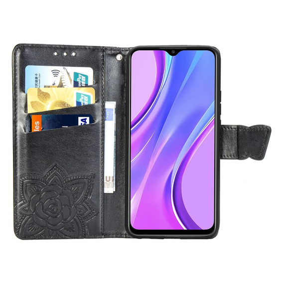 Чохол-книжка для Xiaomi Redmi 9, Butterfly, чорний