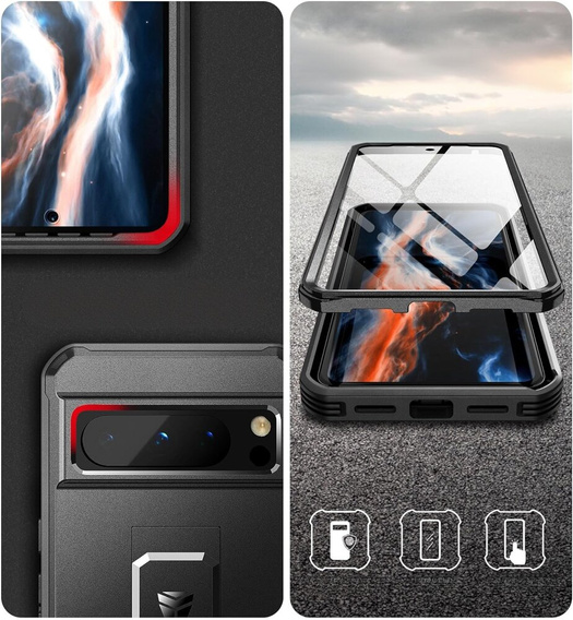 Броньований чохол для Google Pixel 8 Pro, Dexnor Full Body (Two Frames), чорний
