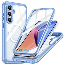 Чехол для Samsung Galaxy A55 5G, Shockproof, со стеклом, для MagSafe, синий