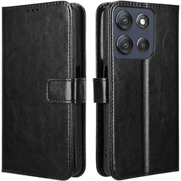 Откидной чехол для Motorola Moto G86 Power 5G, Crazy Horse Wallet, чёрный