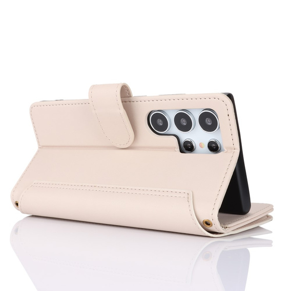 Откидной чехол для Samsung Galaxy S24 Ultra, Wallet Zipper Pocket RFID, с плечевым ремнем, чёрный