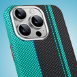 Чохол для iPhone 13 Pro Max, Carbon Fiber MagSafe, чорний / синій
