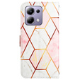 Чохол-книжка для Xiaomi Redmi Note 13 Pro 4G / Xiaomi Redmi Note 14S / Xiaomi Poco M6 Pro 4G, Wallet, Marble рожевий