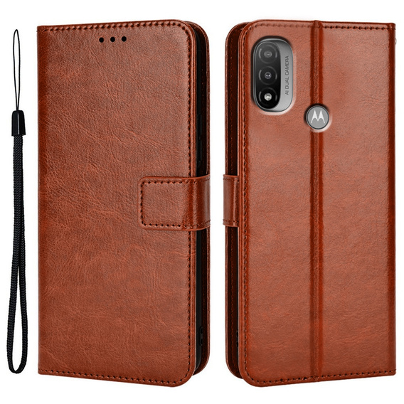 Футляр з клапаном для Motorola Moto E20/E30/E40, Crazy Horse Wallet, коричневий