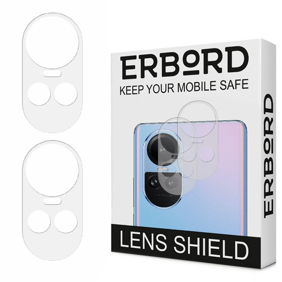 2x закаленное стекло ERBORD для камеры Oppo Reno 10 / 10 Pro, прозрачный