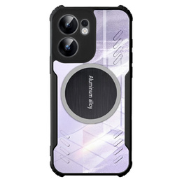 Чехол для Oppo Reno 13F / Oppo Reno 13FS, с магнитной пластиной, прозрачный / черный