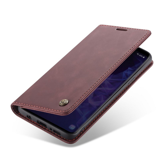 Чехол CASEME для Samsung Galaxy S9 Plus, Leather Wallet Case, бордовый