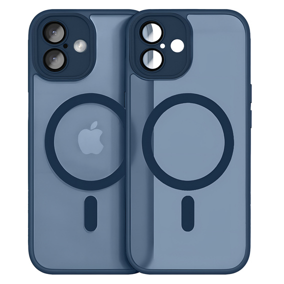 Чохол для iPhone 16 Plus, для MagSafe, ERBORD Matt Case, темно-синій + захисне скло