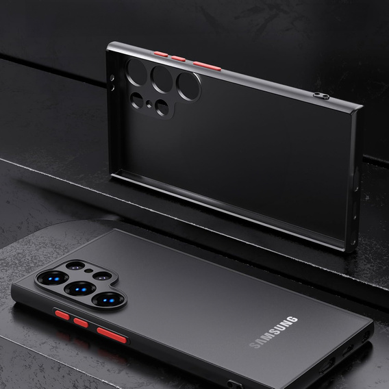 Силіконовий чохол для Samsung Galaxy S25 Ultra, з захистом камери, прозорий / чорний + загартоване скло 9H