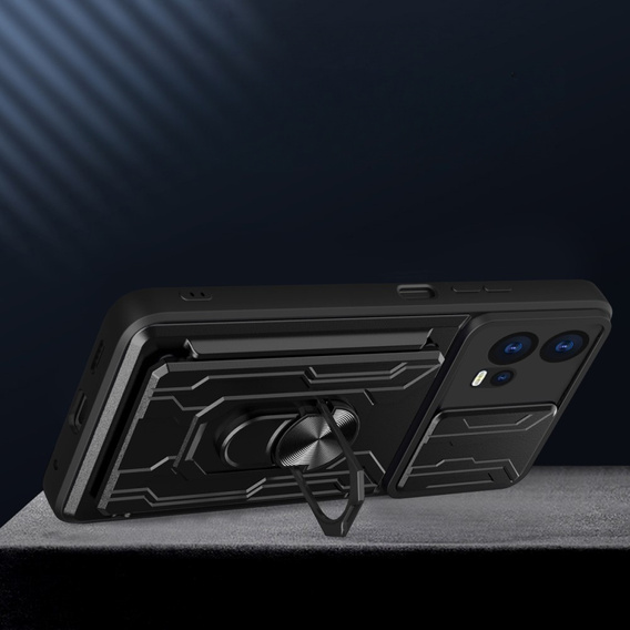 Бронированный чехол для Motorola Edge 30 Fusion 5G, Camera Slide Card Slot, чёрный