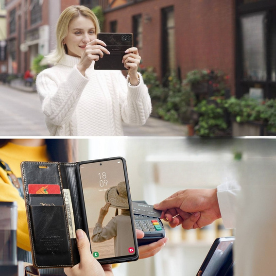 Флип-кейс CASEME для Samsung Galaxy A53 5G, Waxy Textured, чёрный / коричневый