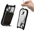 Чехол для iPhone 13 / iPhone 14, для MagSafe, Cute Cat, чёрный + стекло для экрана