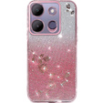 Чохол для Infinix Smart 7 4G, Glitter Flower, рожевий rose gold
