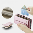 Чехол CASEME для Samsung Galaxy S25 FE, RFID Leather Wallet, с плечевым ремнем, розовый