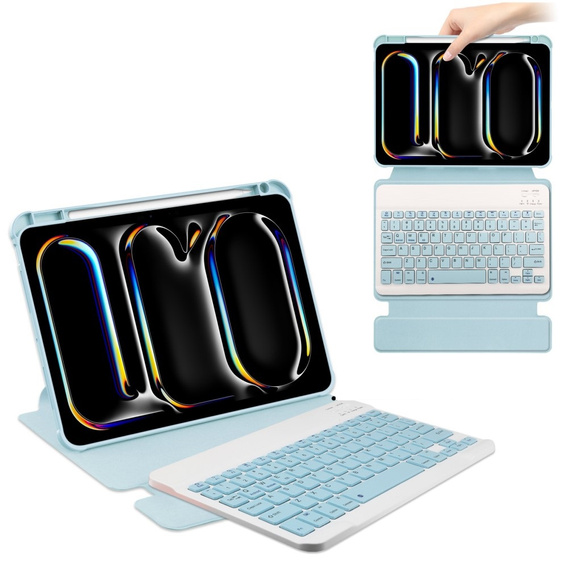 Чехол клавиатура для iPad Pro 11" 2024 (5 gen.), Rotary 360° Leather, светло-голубой