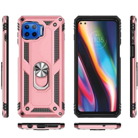 Броньований Чoхол до Motorola Moto G 5G Plus, Nox Case Ring, рожевий rose gold