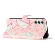 Откидной чехол для Samsung Galaxy A25 5G, Wallet Marble, розовый + 9H стекло  