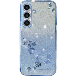 Чехол для Samsung Galaxy S23 FE, Glitter Flower, синий