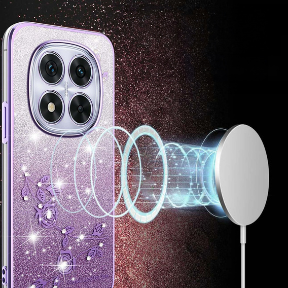 Чехол с блестками Glitter Flower для Xiaomi Redmi Note 15 Pro Plus 5G / Poco M8 Pro 5G