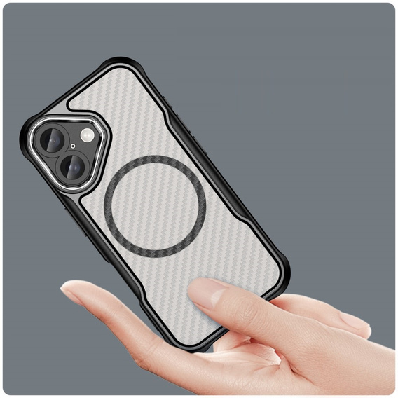 Чохол для iPhone 16, Fusion Hybrid Carbon, для MagSafe, чорний