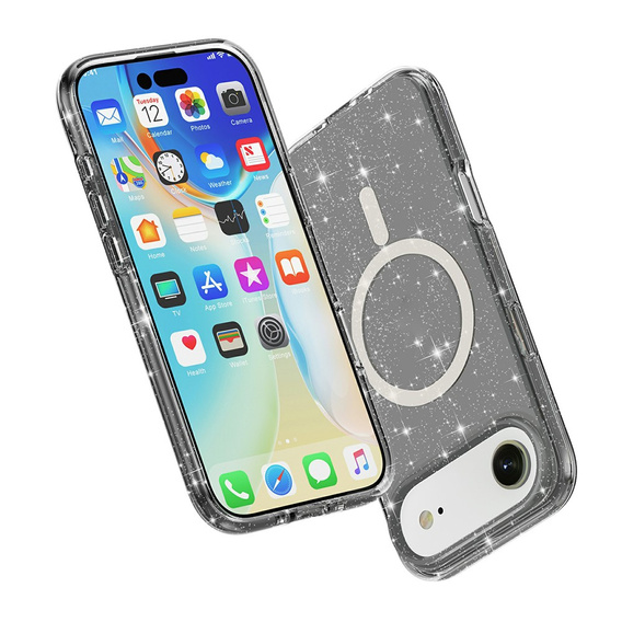 Чехол для iPhone Air, для MagSafe, глиттер, полупрозрачный черный
