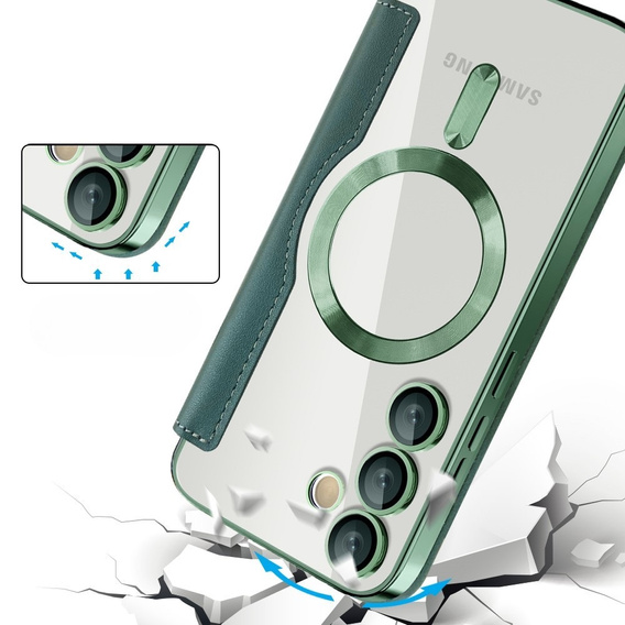Чохол-книжка для Samsung Galaxy S24 FE, RFID Wallet MagSafe CamShield, зелений