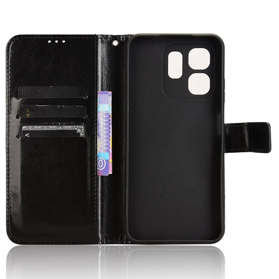 Футляр з клапаном для Infinix Hot 50i 4G, Crazy Horse Wallet, чорний