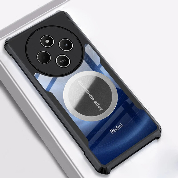 Чехол для Xiaomi Redmi 14C / Xiaomi Poco C75, с магнитной пластиной, прозрачный / черный