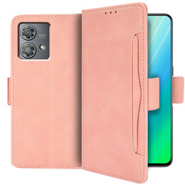 Футляр з клапаном для Motorola Edge 40 Neo, Card Slot, рожевий