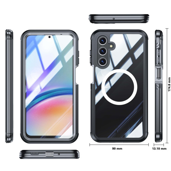 Чохол для Samsung Galaxy A16, Shockproof, зі склом, для MagSafe, чорний