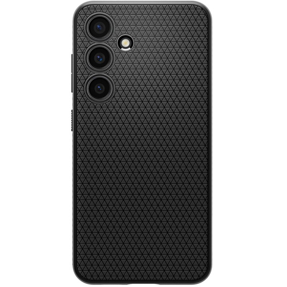 Чехол Spigen для Samsung Galaxy S24, Liquid Air, чёрный + закаленное стекло 9H