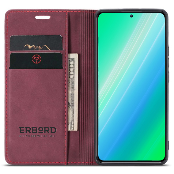 Чехол для Samsung Galaxy A54, ERBORD Vintage, бумажник с клапаном, красный