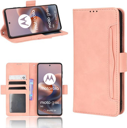 Футляр з клапаном для Motorola Moto G86 Power 5G, Card Slot, рожевий