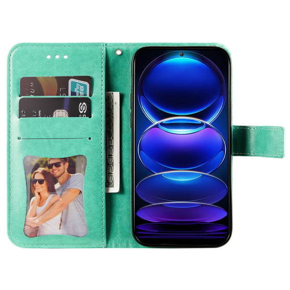 Откидной чехол для Xiaomi Redmi Note 12 5G / POCO X5 5G, Mandala Flower, зелёный
