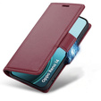 Чехол для Oppo Reno 14, ERBORD Glossy Litchi, кошелек с клапаном, красный