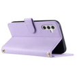 чехол-крышка для Samsung Galaxy S25, Rhombus Crossbody Leather, фиолетовый
