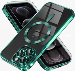 Чехол для iPhone 12 Pro, Electro MagSafe, зелёный + стекло для экрана