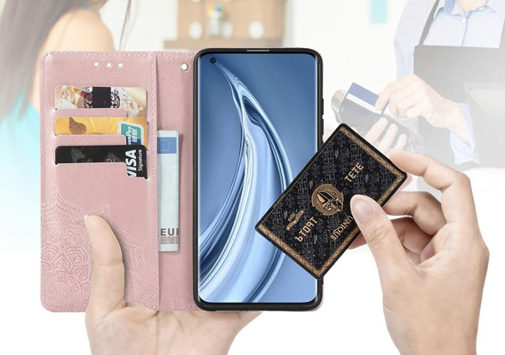 Откидной чехол для Motorola Edge 50 Fusion 5G, Mandala, розовый