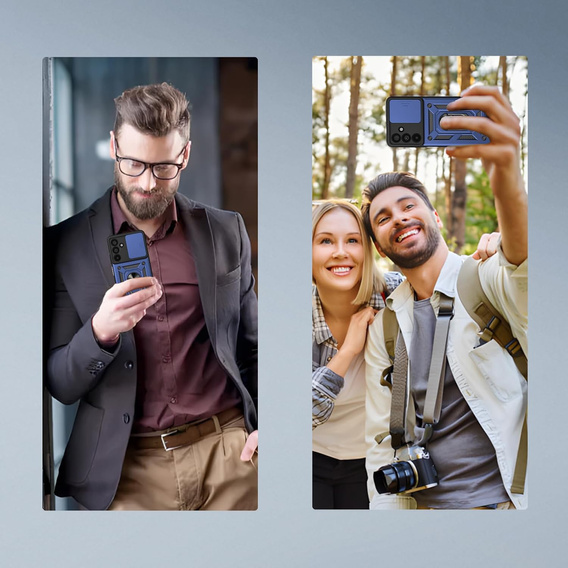 Броньований чохол для Samsung Galaxy A17 5G, із захистом камери, з підставкою, синій