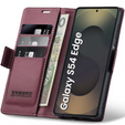 Чохол для Samsung Galaxy S25 Edge, ERBORD Glossy Litchi, гаманець з клапаном, червоний