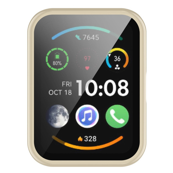 Чехол 2 в 1 + закаленное стекло для Huawei Watch Fit / Fit SE, бежевый