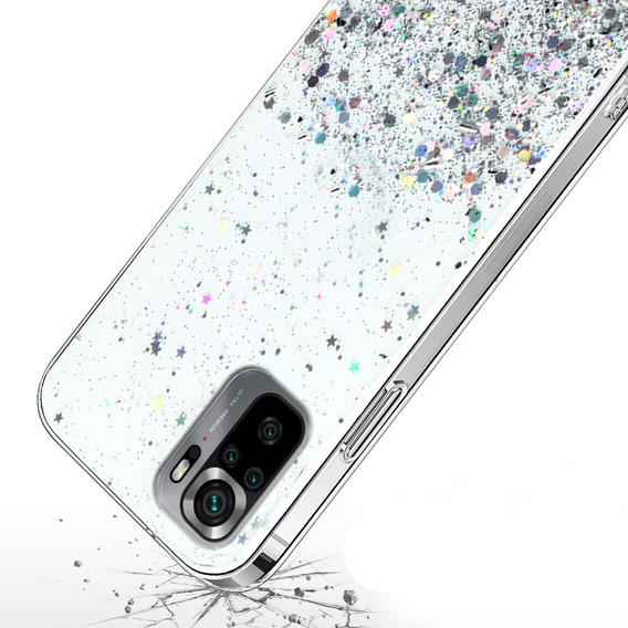 Чехол до Xiaomi Redmi Note 10/10S, Glittery, прозрачный