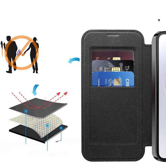 Откидной чехол для Samsung Galaxy A26, RFID Wallet MagSafe CamShield, чёрный