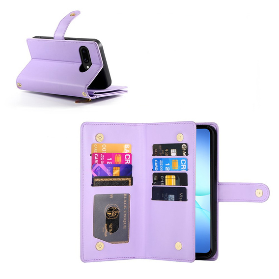Фліп-чохол на блискавці для Samsung Galaxy A17 5G, Wallet Zipper Pocket, фіолетовий