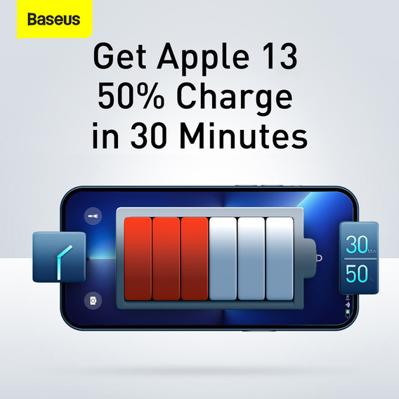 BASEUS Зарядний пристрій 2xUSB + USB Type-C, 30W - Black
