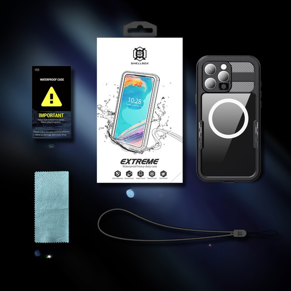 IP68 Водонепроницаемый чехол для iPhone 16 Pro Max, SHELLBOX MagSafe, чёрный