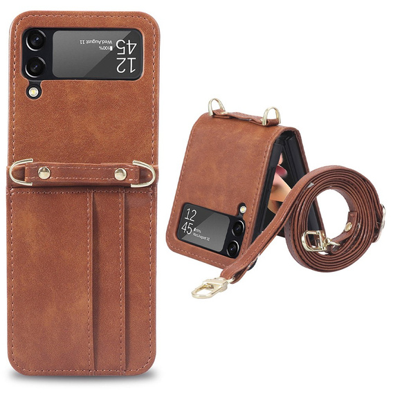 Чехол Leather Card Slots для Samsung Galaxy Z Flip3 5G, Brown