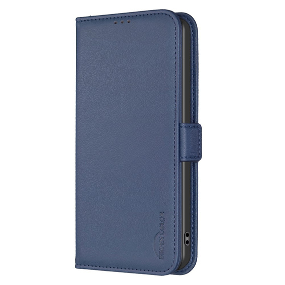 Откидной чехол для Samsung Galaxy A15, BINFEN Wallet, синий + 9H стекло  