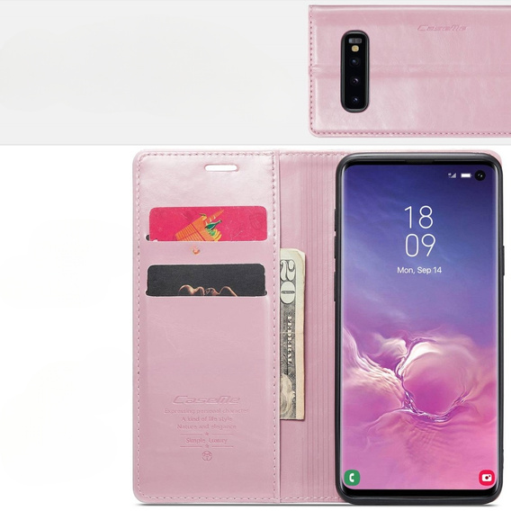 Флип-кейс CASEME для Samsung Galaxy S10+ Plus, Waxy Textured, розовый